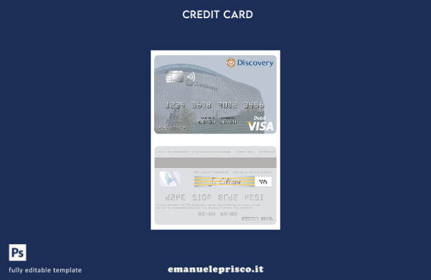 modello di carta di debito visto South Afrcia Discovery Limited in stile verific
